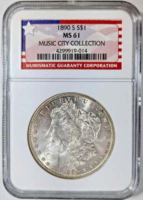 1890 S Morgan Silver Dollar NGC MS 61 Music City Collection Tennessee Pedigree - Image 1 of 4
