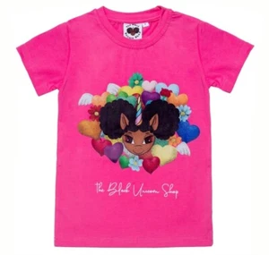 New: Girl's Unicorn T-Shirt - LOVE Logo Tee - Bubblegum Pink - Picture 1 of 1