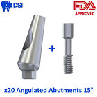 x20 DSI Dental Implant Angular 15° Titanium 9mm Abutments + Screws FDA Approved