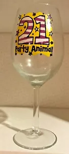 RIESE 21. ALLES GLÜCKLICHE GEBURTSTAG 21 FEIER PARTY TIER WEINGLAS MEHRFARBIG - Bild 1 von 1