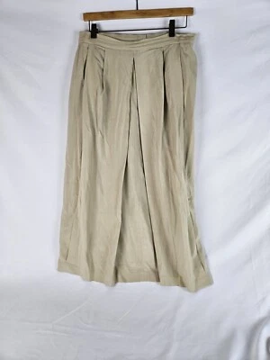 Vintage 80's ANNE KLEIN II Pleated Midi Skirt  Beige Size 16 100% Silk 33" Long - Image 1 of 4