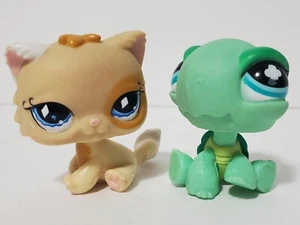 Hasbro Littlest Pet Shop LPS Authentic Includes 2 Pets Turtle & Persian Kitty - Picture 1 of 9