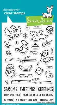 Conjunto de selos transparentes para pássaros de inverno gramado Fawn - Imagem 1 de 4
