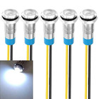 5pcs 8mm LED Metal Indicator Light 110V-220VAC Waterproof Signal Lamp (White)