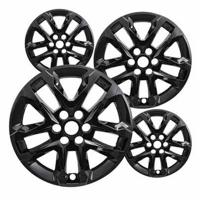 4 New Gloss Black 18" Impostor Wheel Skins for 18-22 Chevy Traverse Rim Covers Foto 1 de 4