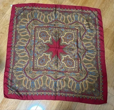 Gucci Bufanda Seda Cuadrada 37.80x37.80 pulgadas "Paisley" Vino Rojo 052145d Foto 1 de 4