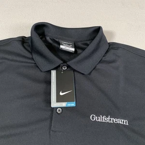 Gulfstream Jets Nike Dri-Fit Golf Polo Shirt Adult Extra Large XL Black Mens NEW - Picture 1 of 8