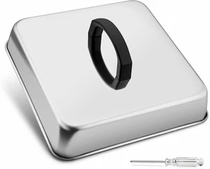 Leonyo 8.2 Inch Square Cheese Melting Dome, Heavy Duty Silver, Black - Picture 1 of 7