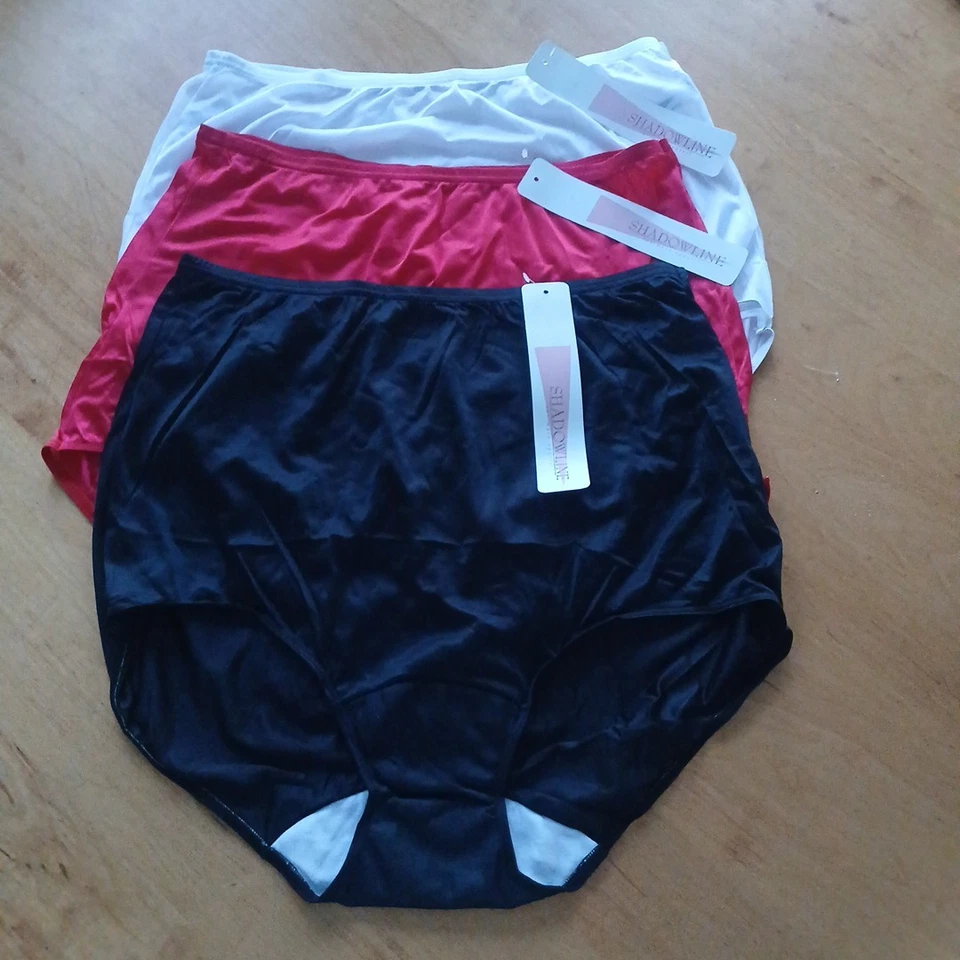 Shadowline Mujer Talla 7 Off White Negro Rojo Nylon Cintura Alta Calzoncillos Bragas 17032 Foto 1 de 3