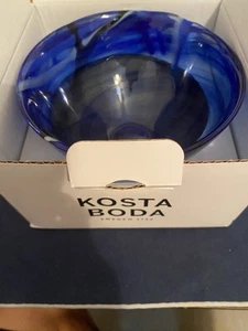 Kosta Boda Ann Ehrner Blue Bowl 6.25”x 3.45” Classy Art New In Box Beautiful - Picture 1 of 7