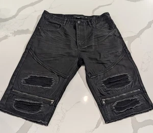 Decibel Factory schwarze Distressed Jeansshorts 36 Schrittlänge 14 Zoll - Bild 1 von 8