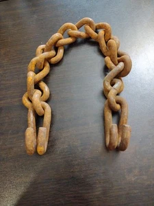 Rusty Metal Twisted Link Farm Chain With Hooks 16 3/4" long - Picture 1 of 6