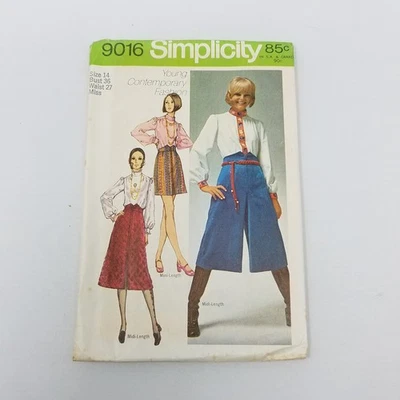 Simplicity Sewing Pattern Skirt PantsSkirt Gauchos Blouse 9016 Womens sz 14 - Image 1 of 4