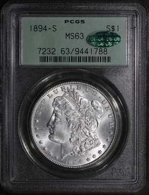 Dólar de plata Morgan 1894-S (MS63 CAC) $1 GRADUACIÓN PROFESIONAL OGH - fecha clave Foto 1 de 4