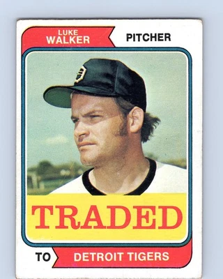 1974 Topps #612T Luke Walker Traded Detroit Tigers Baseball Card EX - Image 1 of 2