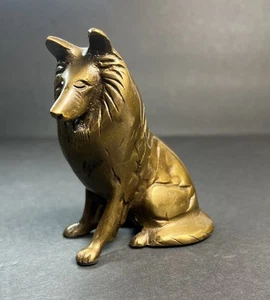 Vintage Brass Collie Dog Figurine 3 7/8" tall - Picture 1 of 8