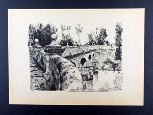 Stone Arch Bridge, Columbia, 1960 Arnoldo Michaelsen etching, vintage art print - Picture 1 of 3