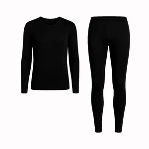 Merino Wool Thermo Ropa Interior Hombre Ropa Funcional Set Negro  - Imagen 1 de 4