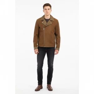 A EMPORIUM Jacket Mens Size XXL Brown Olive Suede Full Zip Biker Casual - Picture 1 of 8