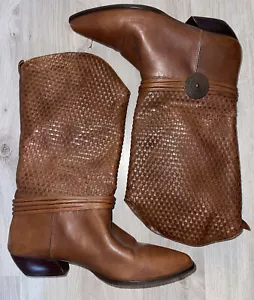 Womens AJ VALENCI Dark Tan Leather Boots Size 8.5M * MADE IN BRAZIL * - Picture 1 of 7