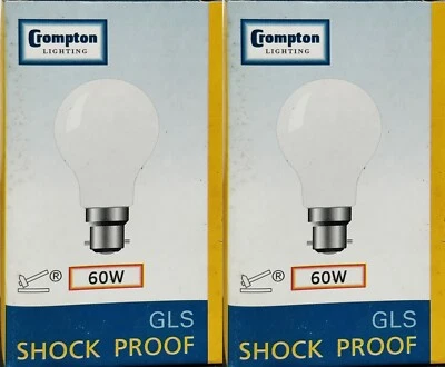 2 x 60W Pearl Light Globes Bulbs Lamps B22 Bayonet Incandescent Shock Proof - image 1 of 3