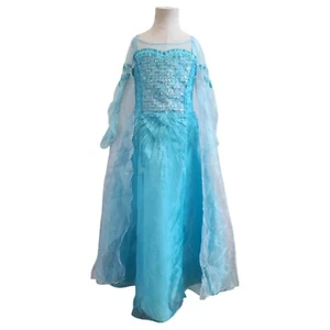 Disney Frozen Queen Elsa Cape Sheer Silhouette Sleeve Glitter Sequin Dress M/7-8 - Picture 1 of 12