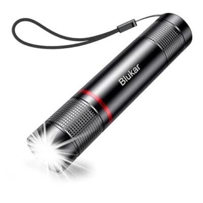 Blukar Flashlight Rechargeable, 2000L High Lumens Flashlight, Super Black