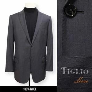 TIGLIO Lanificio Di Biella mens solid gray sport coat suit jacket blazer 40 L - Picture 1 of 15