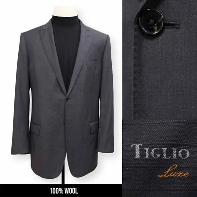TIGLIO Lanificio Di Biella mens solid gray sport coat suit jacket blazer 40 L - Image 1 of 4