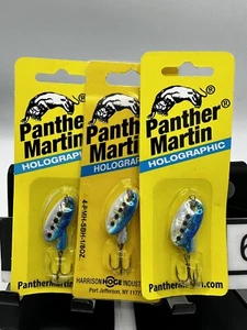 3 señuelos pantera martin trucha spinners 1/8 oz hoja plateada talla 4 manchas negras azules - Imagen 1 de 4
