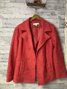 New York and Company Womens Pink Pea Coat Size Large Wool Blend - Picture 1 of 4