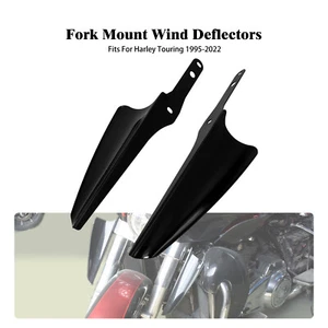 Black Front Fork Mount Wind Deflectors For Harley Road King Electra Glide 95-23 - Picture 1 of 13