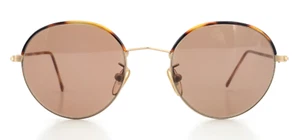Cutler and Gross Vintage Sunglasses 0391 Unisex S Matt Gold Braun Panto 90s UK - Picture 1 of 8