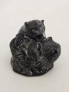 Vintage Inuit Soapstone Carving 2 Two Baby Bear Cubs Carved Sculpture Art - Bild 1 von 7