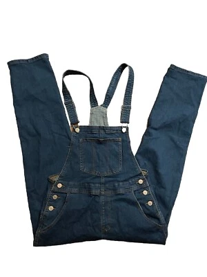 Nuevo sin etiquetas Mono con tirantes azul para mujer Denim lavado medio pierna recta talla pequeña Foto 1 de 4