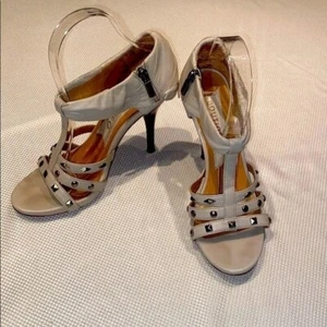 Boutique 9 Open-Toe Studded Leather Strappy High Heel Sandals With Zipper Sz 7.5 - Picture 1 of 9