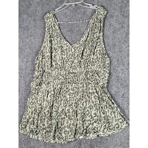 Maurice Sleeveless Tank Top Leopard Print V-Neck Casual Blouse Top Size L Summer - Picture 1 of 7