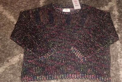  Girls justice  sweater size 16/18 new black multi - Image 1 of 2
