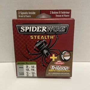 SpiderWire Stealth Fishing Line 20 lb 125 yd Braid + 12 lb 25 yd Fluoro Leader - Picture 1 of 6