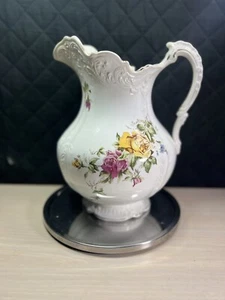 Antique Buffalo Pottery Victorian Wash Pitcher Cairo Rose - Picture 1 of 13
