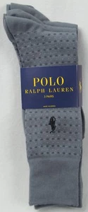 Polo Ralph Lauren 3 Pairs Dress Socks Grey Polka Dot Solid NWT - Picture 1 of 1