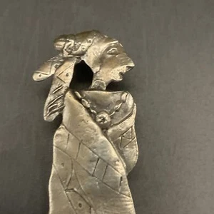 Pewter Eyeglasses/ Sunglasses Pin Holder Native American Women Pin Brooch - Picture 1 of 8