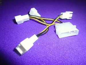D Type 4 Pin IDE Molex to 4 x 3 Pin Male 12V PC CPU Fan Power Adapter Cable 10cm - Picture 1 of 4