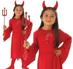 Girl DEVIL Halloween Princess Evil Red Fancy Dress Costume Child Girls Pretty - Picture 1 of 3