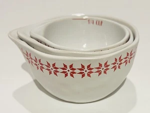 Set of 3 Vintage Ceramic Nesting Measuring Cups White/Red - Picture 1 of 2