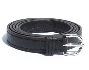HERMES Rafale Black Taurillon Clemence Leather Palladium Buckle Skinny Belt 85cm - Picture 1 of 12