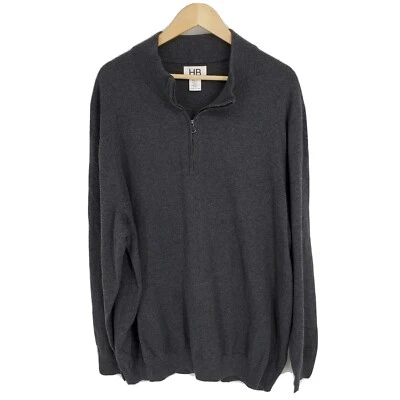 Suéter Pullover Harbor Bay Para Hombres 1/2 Cremallera Gris Oscuro 100% Algodón Talla XLT Alto Foto 1 de 4