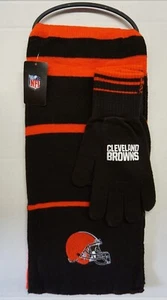 NFL Cleveland Browns Reebok Little Earth Winter Knit Scarf & Gloves Set NEW! - Picture 1 of 1