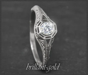 Diamant Ring mit 0,27ct Brillant Solitär, 585 Weißgold, Antik Art Deco Design - Bild 1 von 8