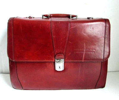 Maletín de abogado de cuero coñac Bosca doble refuerzo solapa sobre bolso usado Foto 1 de 4